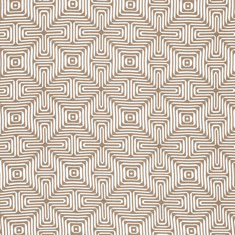 Schumacher x Trina Turk Amazing Maze Indoor/Outdoor Fabric, Sand