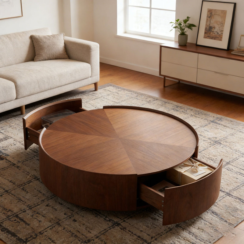 Table basse en noyer, Tour de 39,3 pouces