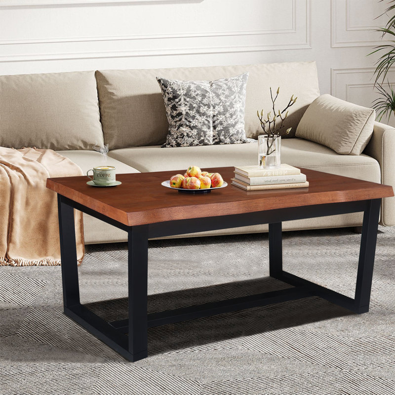 Dreah Live Edge Coffee Table, Bourbon Oak/Black