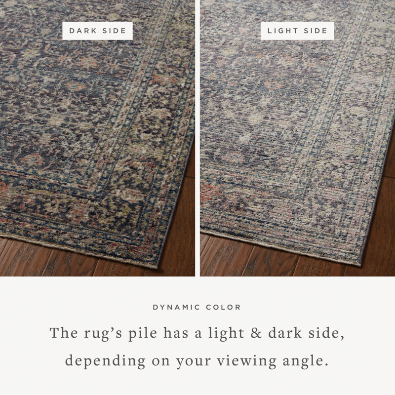 Midnight Blue Rectangular Synthetic Area Rug, 3'-7" x 5'-7"