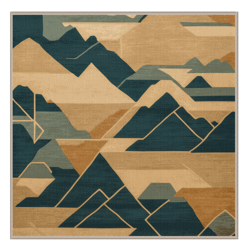 Tapis art déco brun lavable à la machine, Carré 5 pi