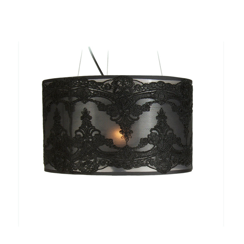 1-Light Black Pendant With A Fabric Shade