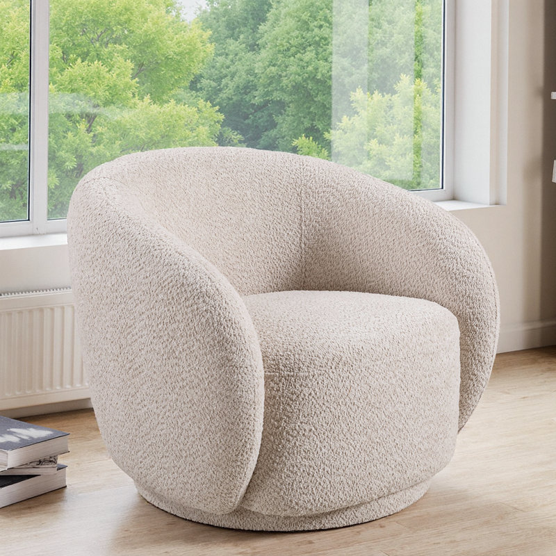 Fauteuil d'appoint pivotant Elegant Boucle, Beige
