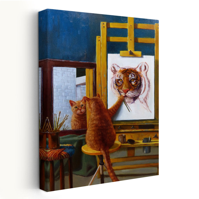 Norman Catwell - Animaux, fantaisie urbaine et pop, surréalisme, chats, H 48 po x l 32 po