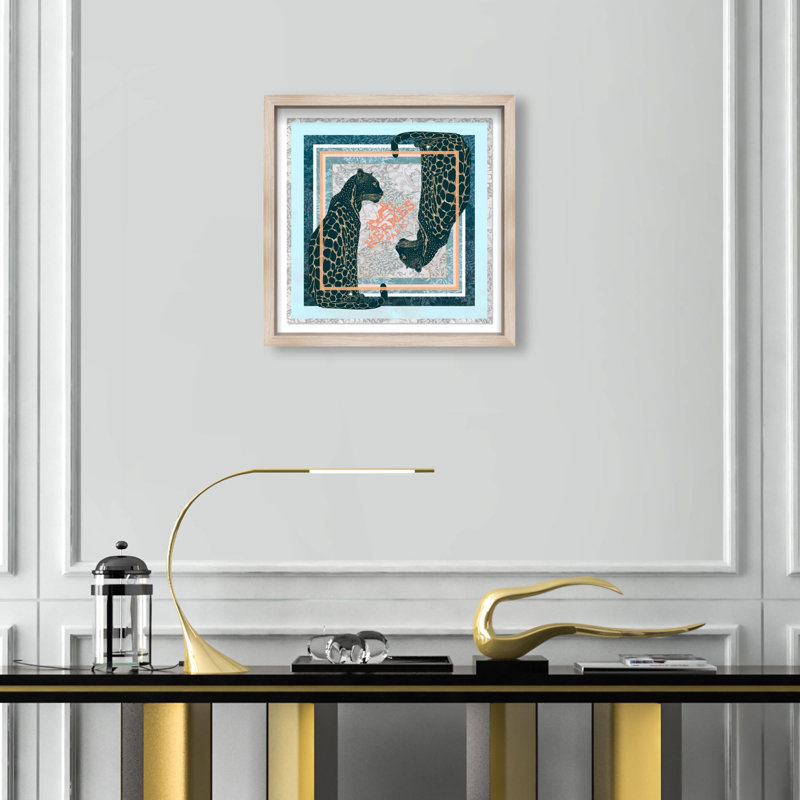 Dual Paris Cheetah Print Glam Jungle by Oliver Gal, Black Frame, 12 x 12, 17.5"H x 17.5"W, Natural Oak Frame