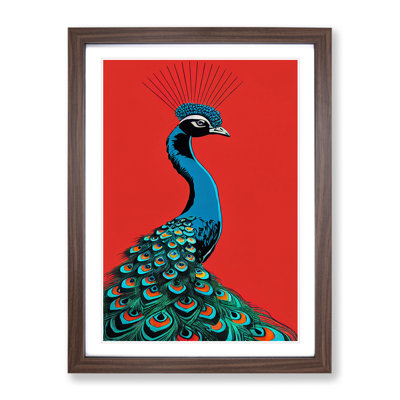 Peacock Retro Art - Single Picture Frame Painting