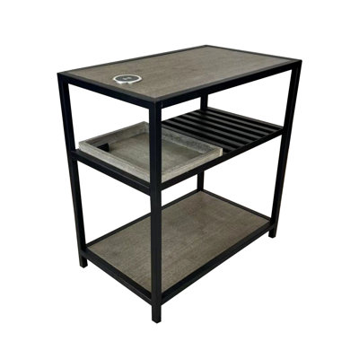 Milardo Solid Wood End Table with Wireless Charger and Storage