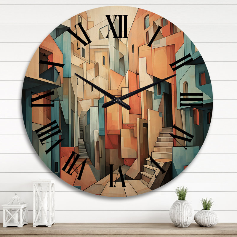 Horloge murale en bois massif Waqar, Très grand