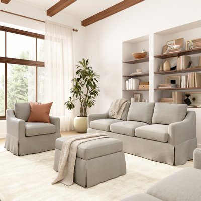Canapé de 80 W, fauteuil d'appoint pivotant et repose-pieds de rangement avec housses