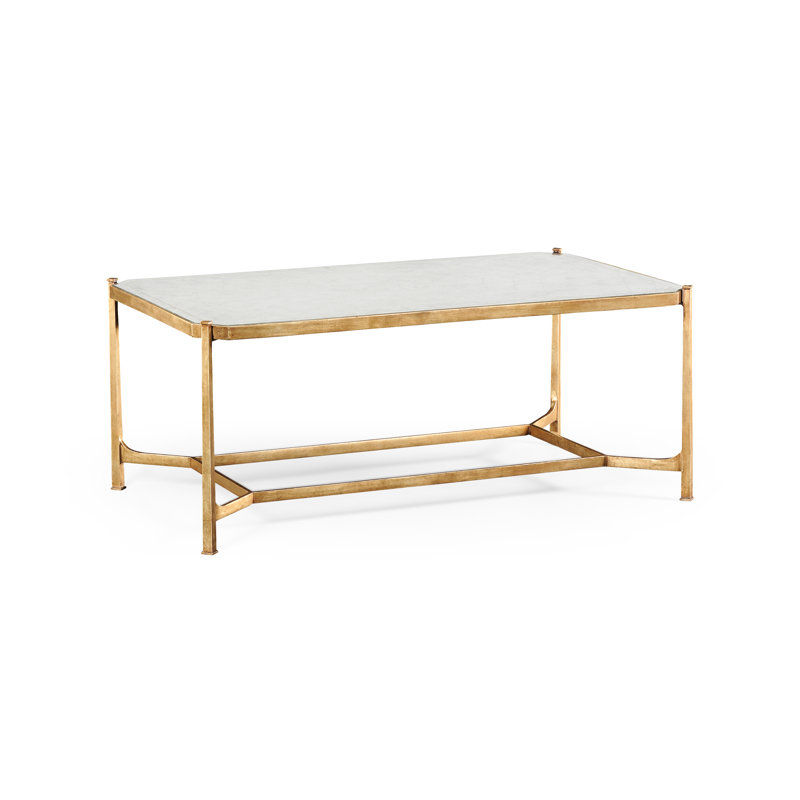 Luxe Glass Coffee Table, Gilded Iron