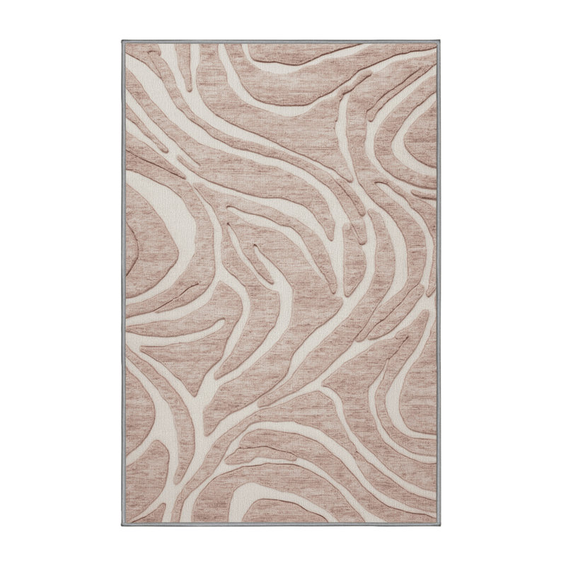 Machine Washable Abstract Gray Area Rug