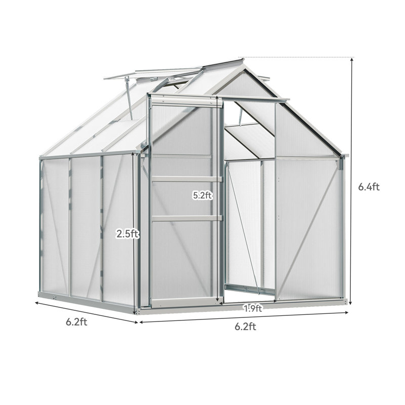 6'W X 4/6/8/10/12'D Heavy-duty Walk-in Hobby Greenhouse, 76.8" H x 74.4" W x 74.4" D