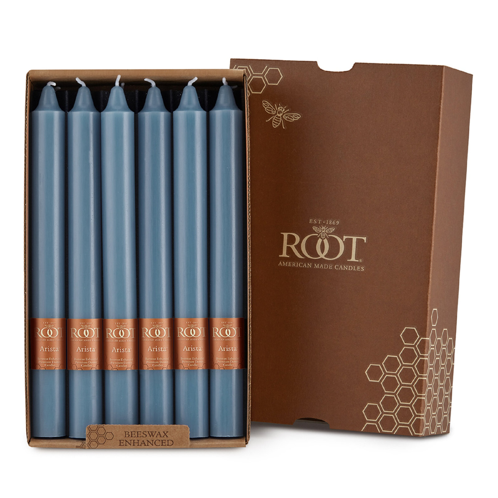 Root Candles Unscented Taper Candle, 9" H x 0.88" W x 0.88" D, Blue