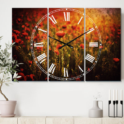 Dense Poppy Field At Sunset - Horloge murale traditionnelle