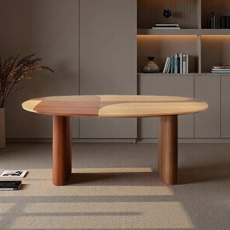 Table elliptique en bois massif idéale pour un usage domestique, H 29,53 po x l 55,12 po x P 31,5 po