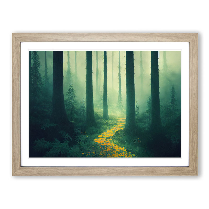 Cool Summer Forest - Framed Print, 46cm H x 64cm W x 2cm D, Oak Framed