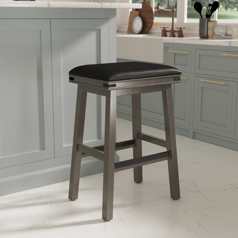 Bar Stool, Bar Stool (30” Seat Height), Black Seat/Gray Frame
