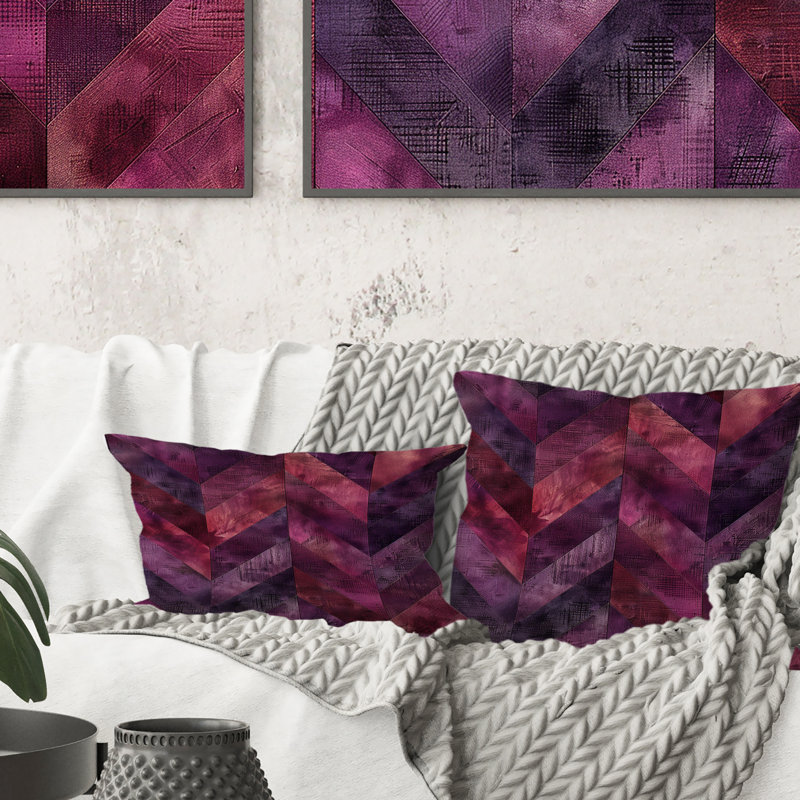 Chevron Enchantment - Coussin Glam, Mauve / Rose, H 18 po x l 18 po