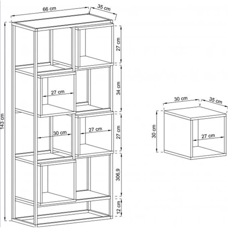 149cm H x 66cm W Composite Bookcase
