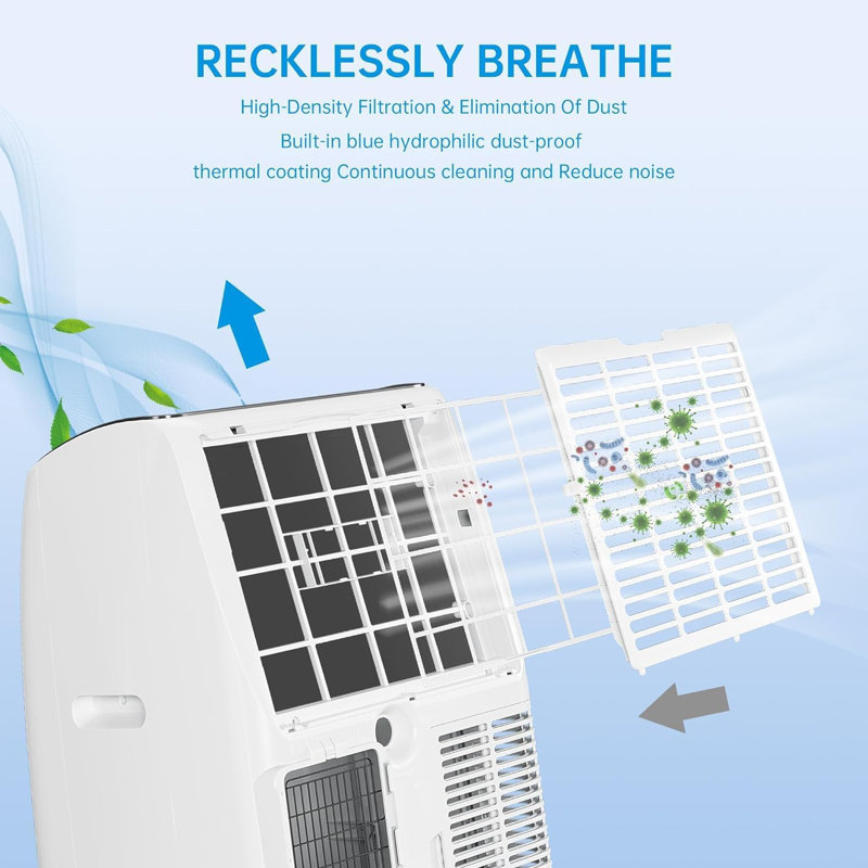 14,000 BTU Inverter Portable Air Conditioner Cools Up to 750 Sq. Ft with Dual Hose, 4-in-1 Portable AC Unit with Remote Control & Installation Kits for Large Room, 3 Speed, 24 Timer