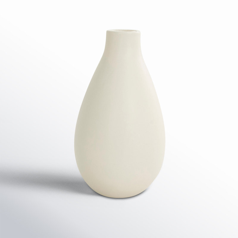 Mable Metal Table Vase, White