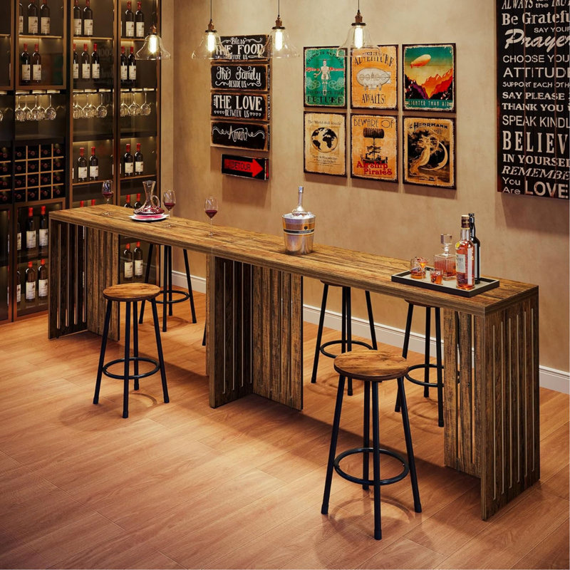 Table de pub à hauteur de comptoir 62,99 po rustique brun étroit, table de bar à hauteur de bar pour la cuisine ou la salle à manger
