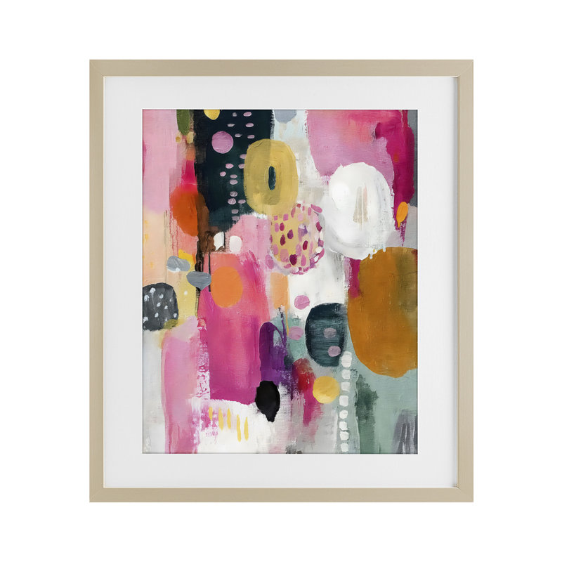 Abstract Blooms Cascade Framed Print Under Glass, design by Riley B, Harvest Pine Under Glass Framed, 21 x 17