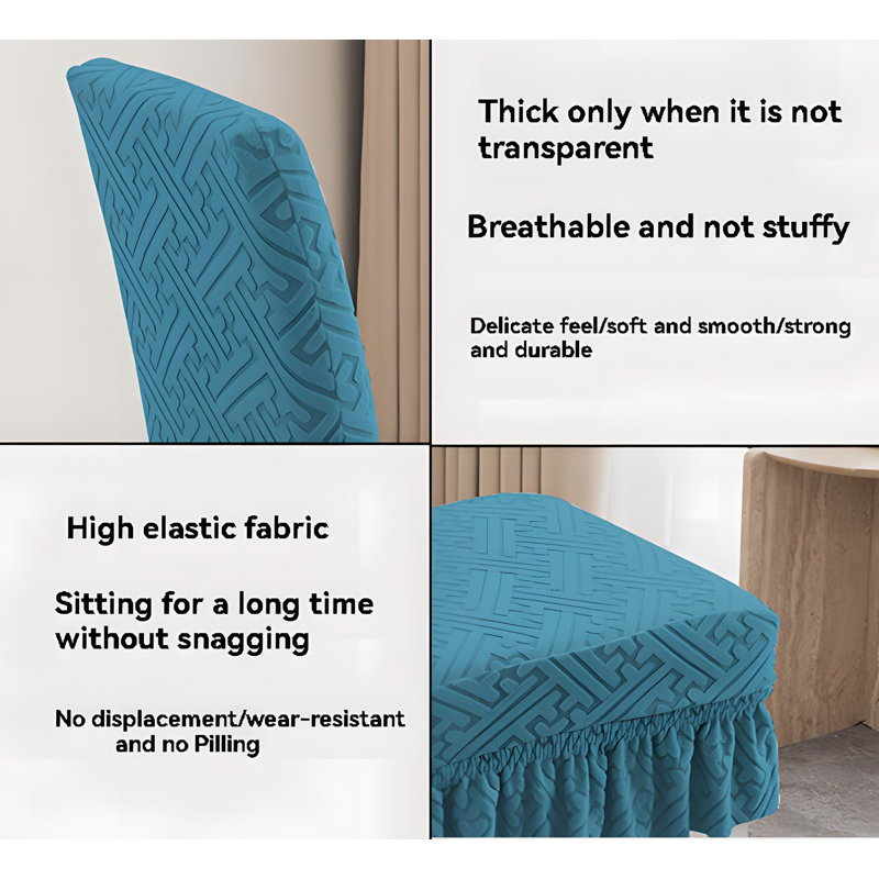 Housse pour chaise de salle à manger en polyester texturé bleu sarcelle