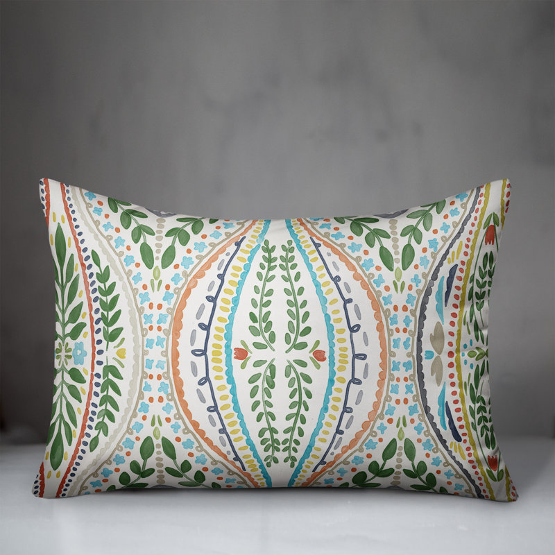 Outdoor Reversible Throw Pillow, White, Floral 6