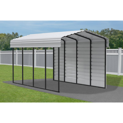 Steel Carport With 1 Side Wall Kit, 10X20X9