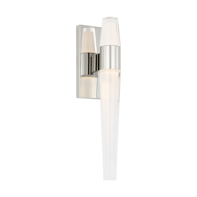 Sean Lavin Lassell 2-light single wall sconce in polished nickel finish with crystal shades, Polished Nickel