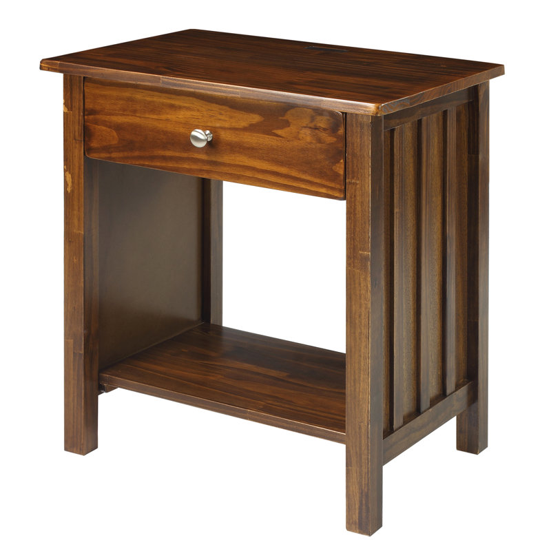 Table de chevet 1 tiroir Gisan, Brun chaud