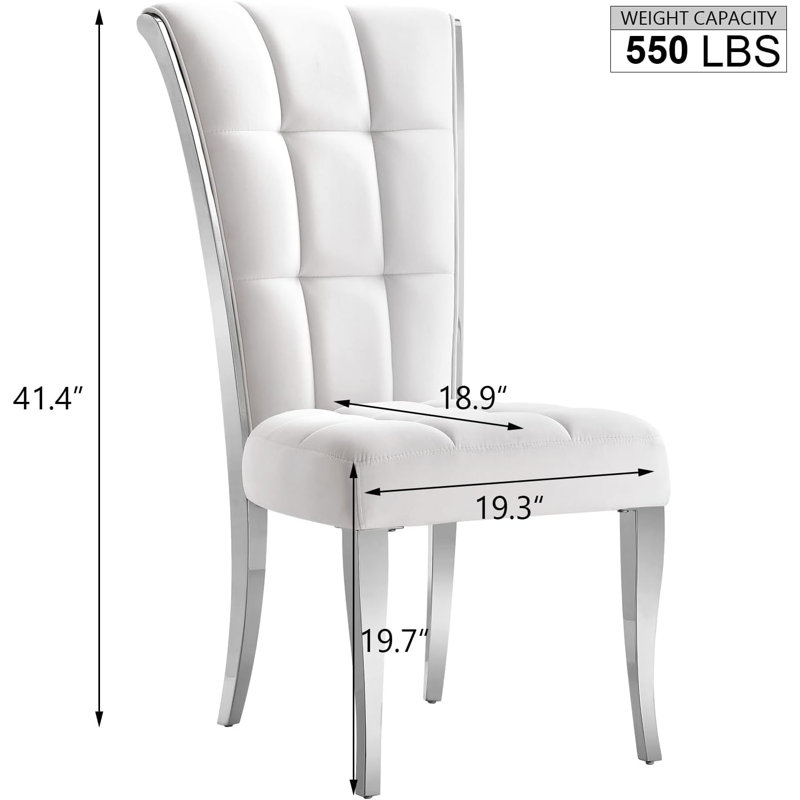 Ensemble de 4 chaises de salle à manger blanches et argentées