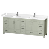Sheffield 84" Freestanding Double Bathroom Vanity with Cultured Marble Top