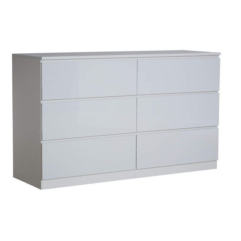 Rishin 6 Drawer  High Gloss Chest Storage Unit, Grey
