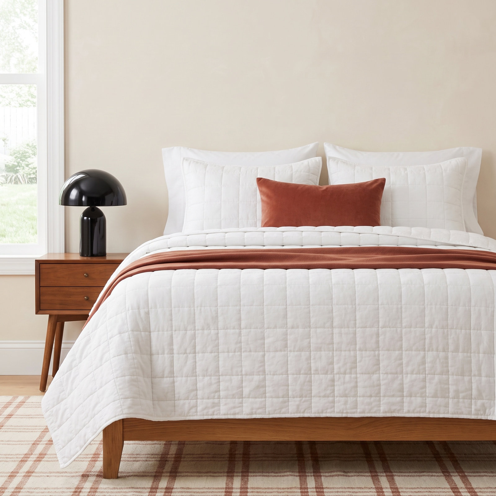 Fielder Linen Quilt Set, King Quilt, White