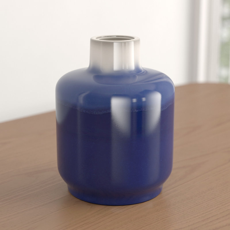 Vase de table en grès bleu / blanc Overbury