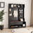 Multi-Purpose Hallway Hall Tree With Removable Linen Cushioned Entryway Bench, Coat Rack, Storage Shelves, And DIY Pegboard,For Hallways, Living Room-1792622458