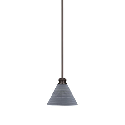 Edge Stem Hung Mini Pendant With 7" Gray Matrix Glass