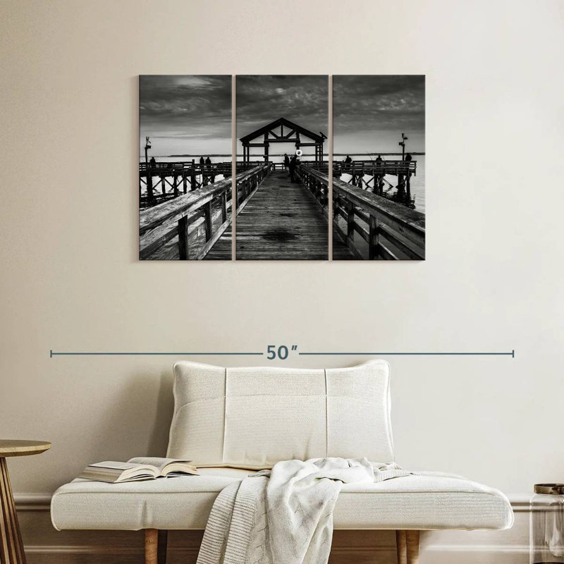 Monochrome potomac fishing pier Aletra, H 24 po x l 38 po