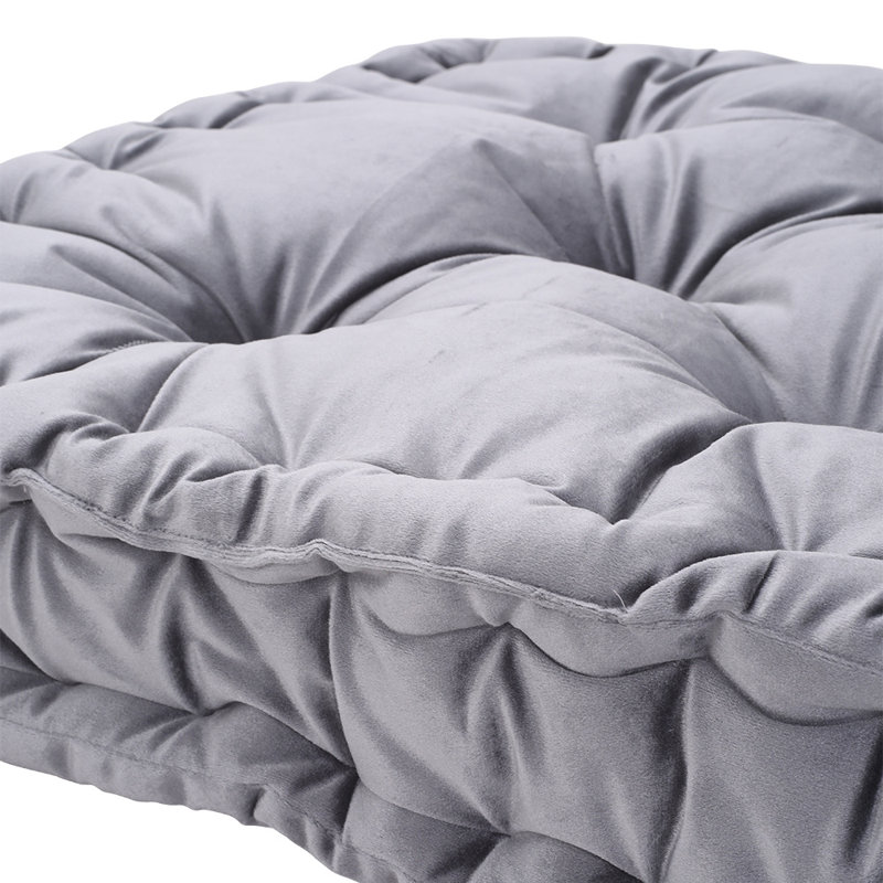 Akimos Cotton Square Floor Cushion, Smoke Grey