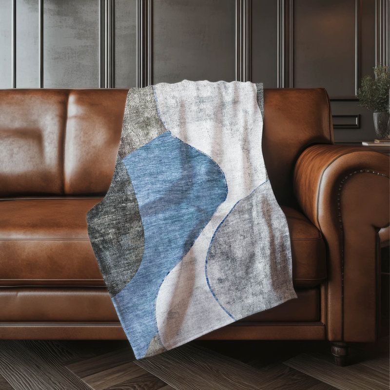 Jeté art déco Addison Sherpa ASB633, Bleu