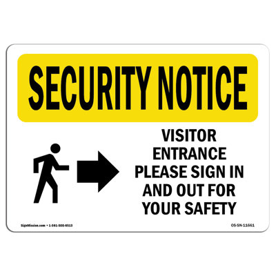 Osha Security Notice Sign - Visitor Entrance Please Sign In