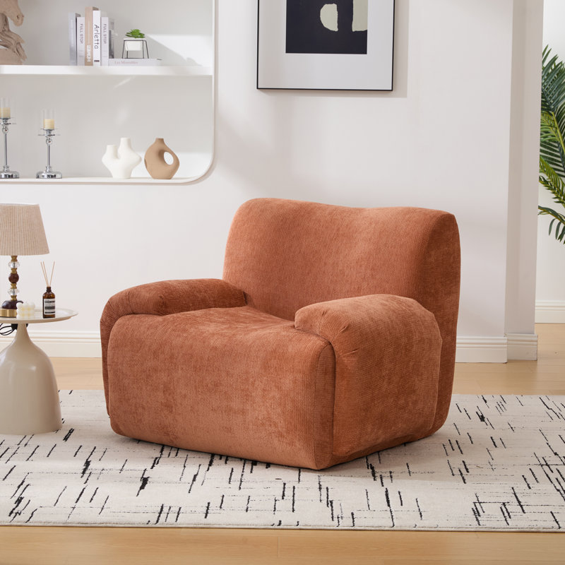 42.11" W Upholstered Minimalist Sponge Filling Accent Armchair, Orange