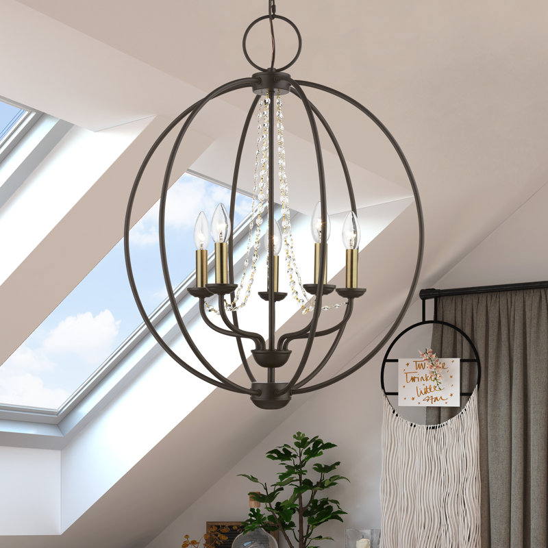 Lustre globe, Bronze / laiton antique