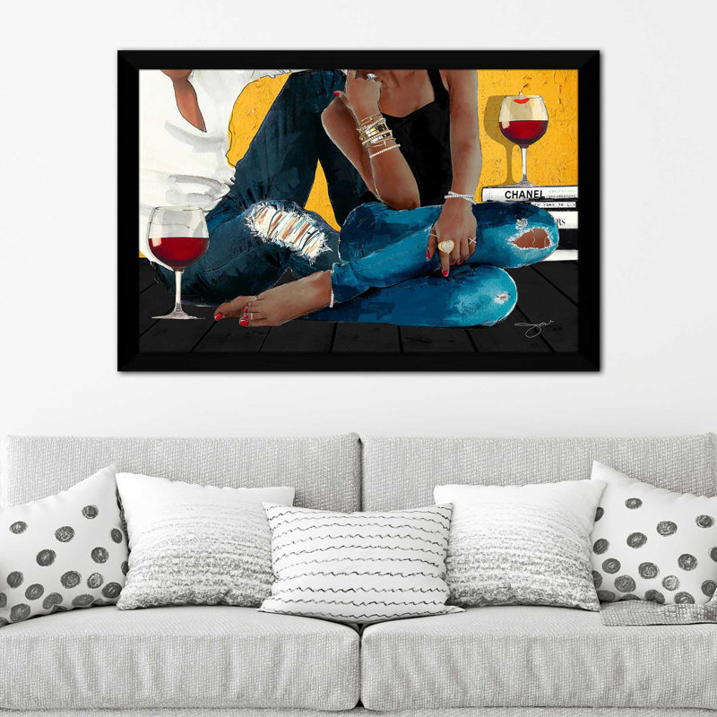 Casual Couple 2 (Horizontal) par By Jodi - impression, Cadre noir, H 27,5 po x l 39,5 po x P 0,75 po
