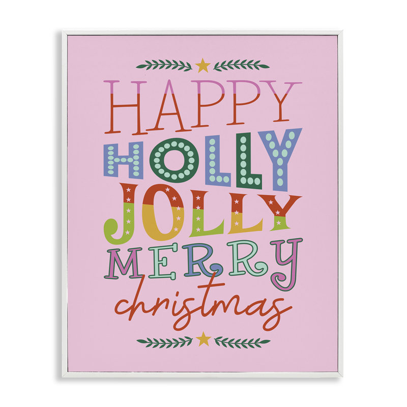 «Happy Holly Jolly Xmas», estampe numérique par Brandi Powell, Estampe numérique encadrée blanc bord de mer