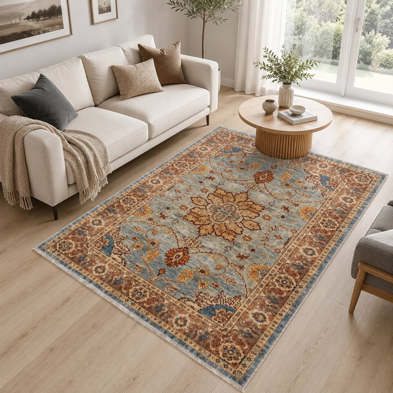Oriental Cotton and Chenille Flatweave Area Rug, 60 x 100 cm