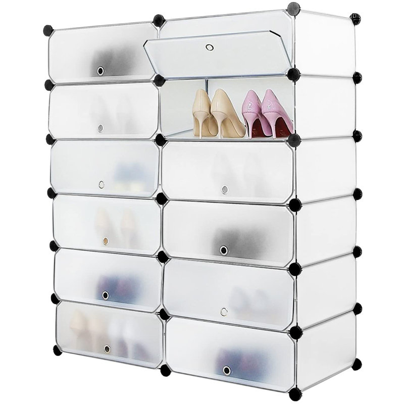 24 Pair Stackable Shoe Storage Box, White