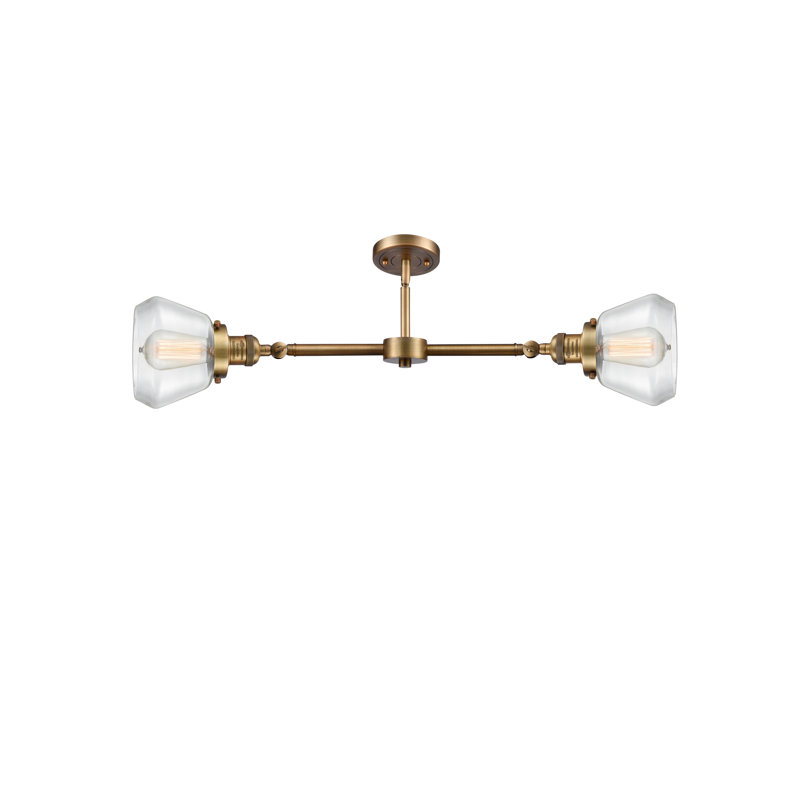 Luminaire suspendu linéaire à 2 lumières pour îlot de cuisine Chill, Transparent, Laiton brossé, Ampoule DEL 6 watts Vinage